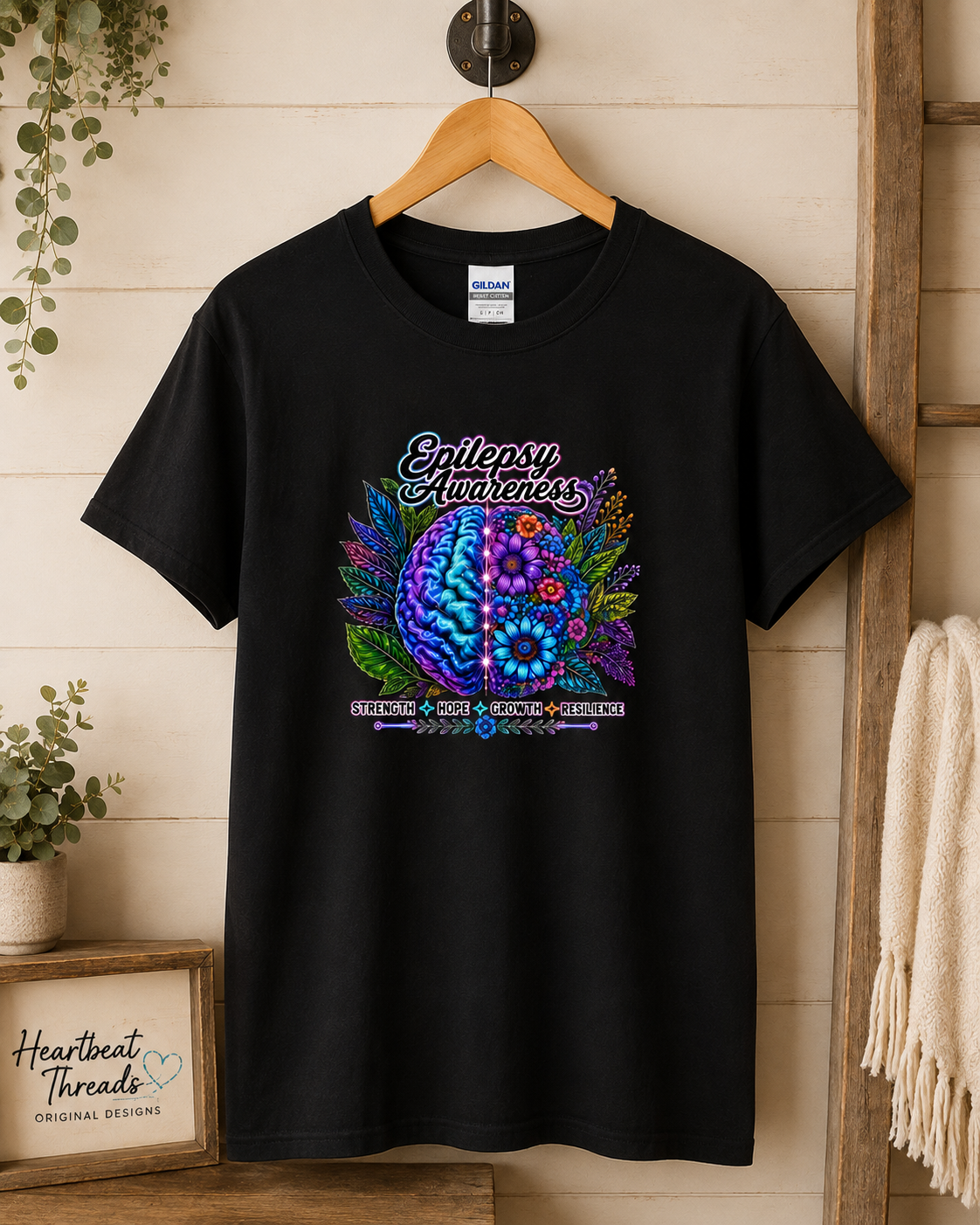 Epilepsy Awareness Floral Brain Graphic Tee