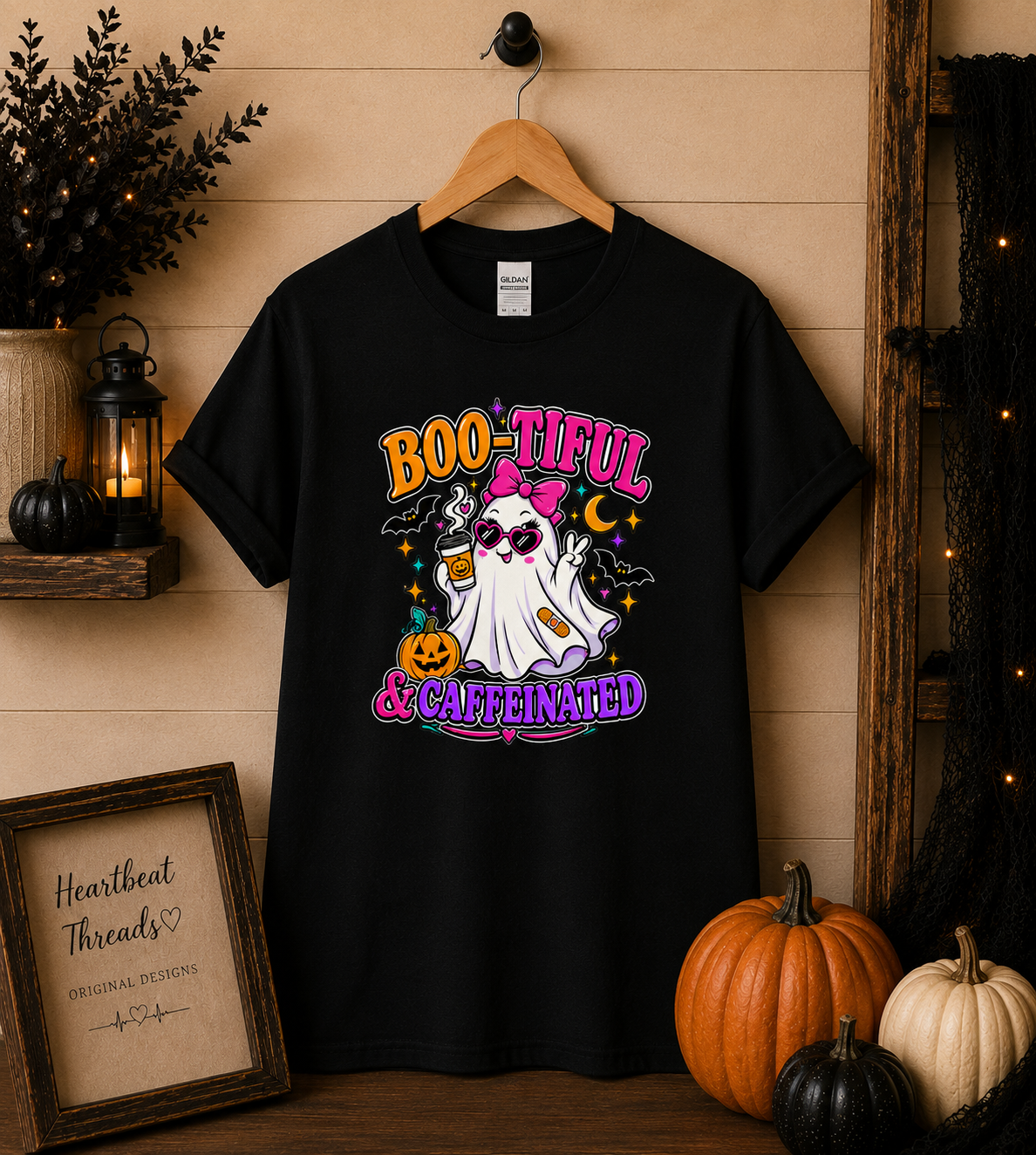 Boo-tiful & Caffeinated Halloween Graphic Tee
