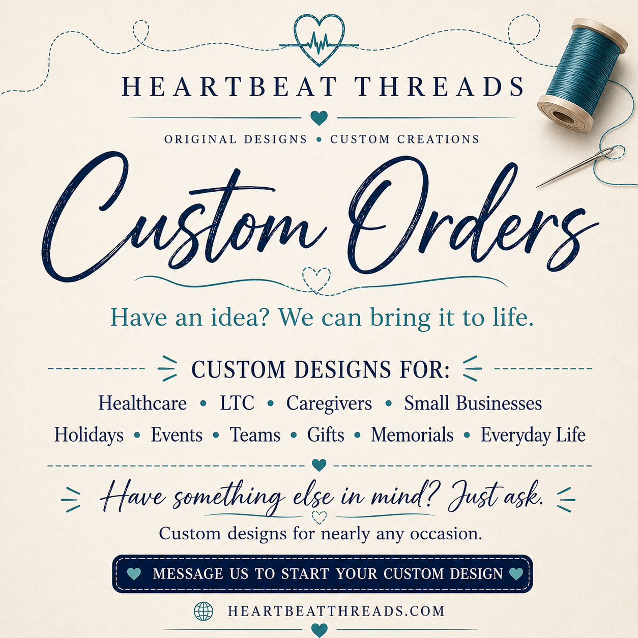 Custom Order – Basic Design – Heartbeat Threads